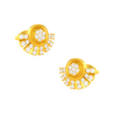 22k Yellow Cubic Zirconia Studs Fancy Earrings with gold weight of 3gm